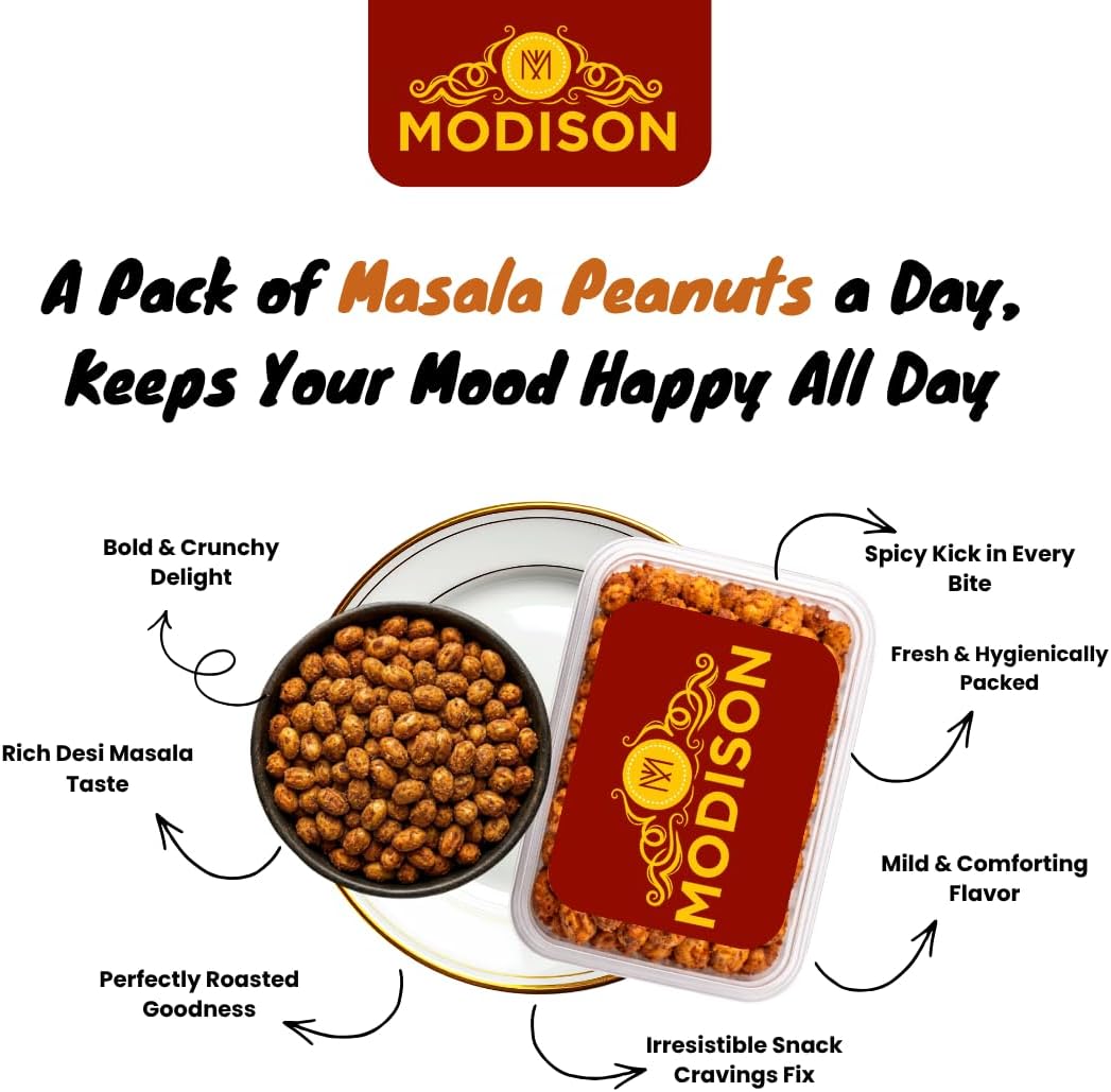 MODISON Masala Peanuts Indian Snacks Spicy Crunchy 180g