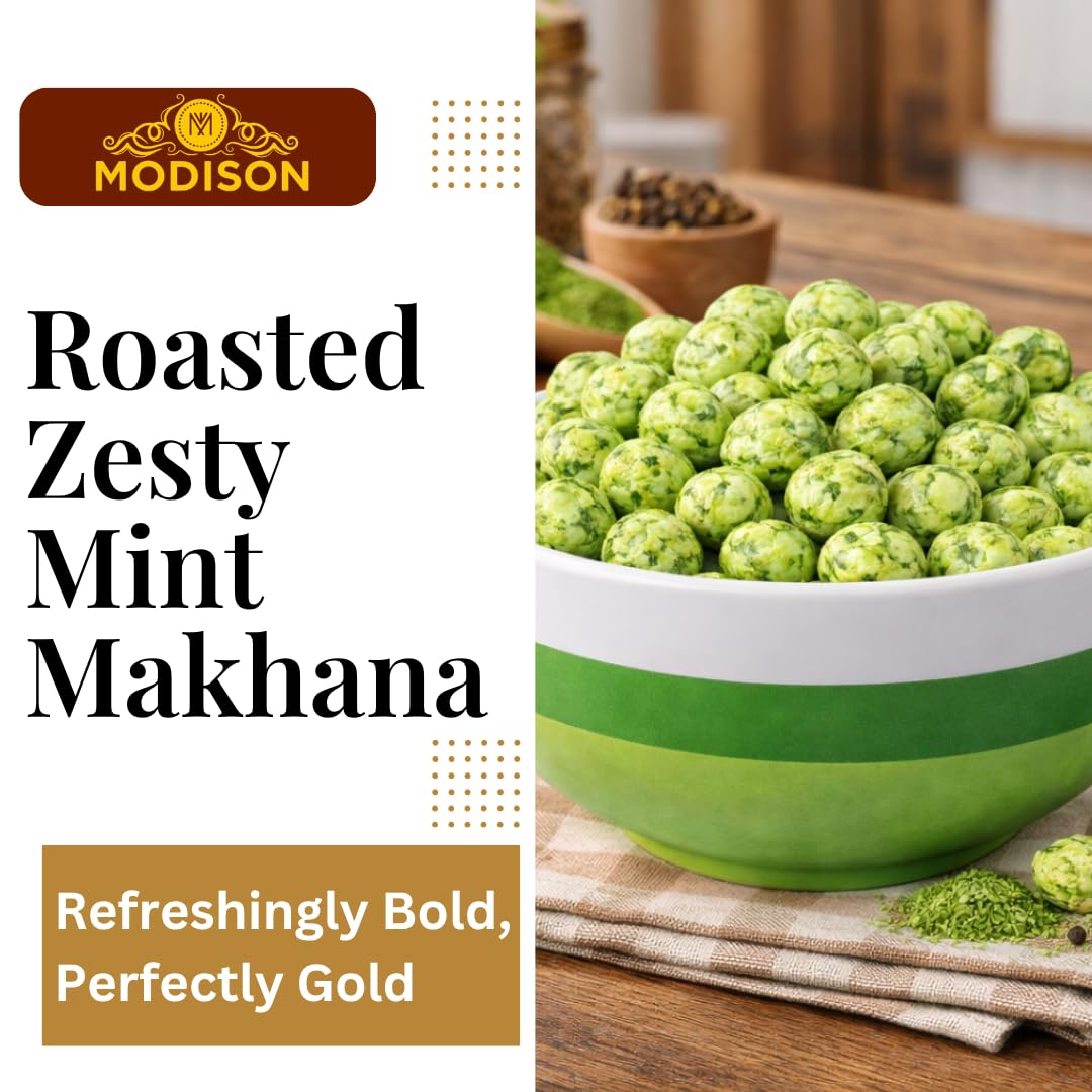 MODISON Roasted Makhana Healthy Snacks Himalayan Pink Salt Pepper 80g