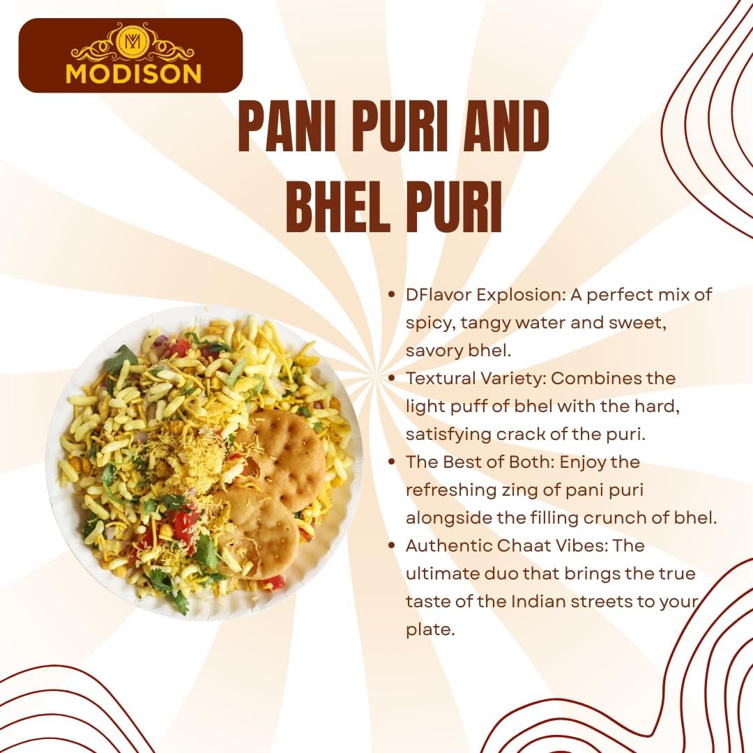 MODISON Pani Puri Bhel Puri Bundle Indian 180g Chaat Kit 3 Pack