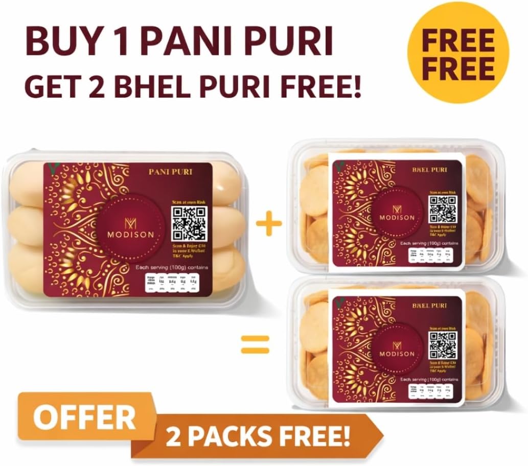 MODISON Pani Puri Bhel Puri Bundle Indian 180g Chaat Kit 3 Pack
