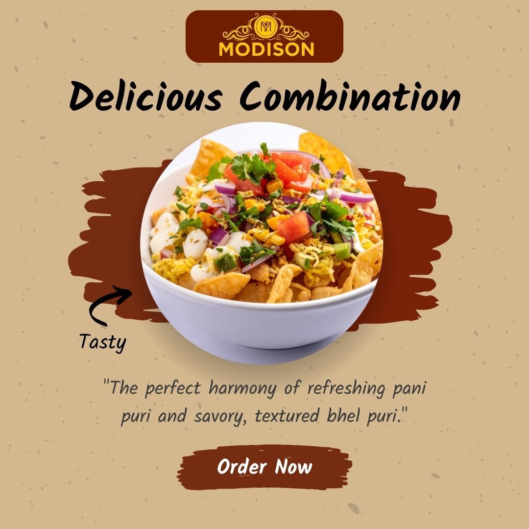 MODISON Pani Puri Bhel Puri Bundle Indian 180g Chaat Kit 3 Pack