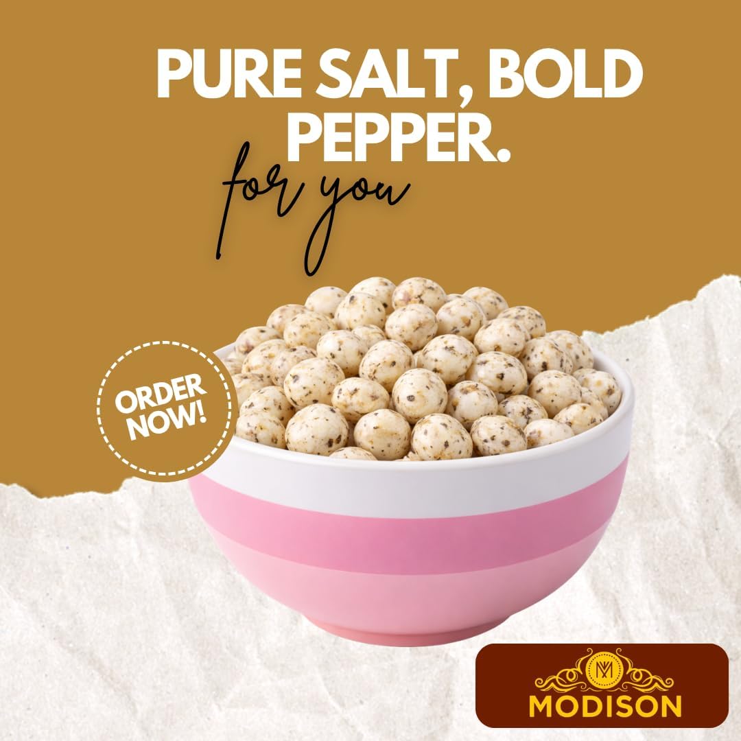 MODISON Roasted Makhana Healthy Snacks Himalayan Pink Salt Pepper 80g
