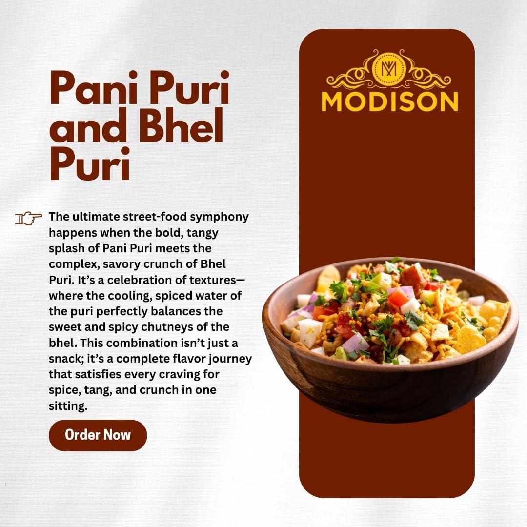 MODISON Pani Puri Bhel Puri Bundle Indian 180g Chaat Kit 3 Pack