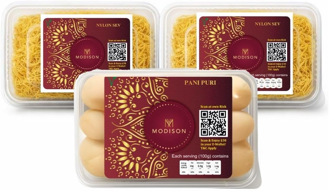 MODISON Pani Puri Nylon Sev Bundle Indian Street Food 540g Kit