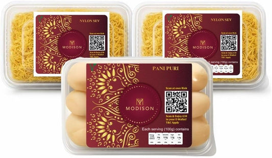 MODISON Pani Puri Nylon Sev Bundle Indian Street Food 540g Kit