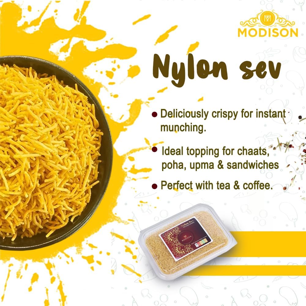 MODISON Nylon Sev Indian Snacks Crispy Gram Flour 180g