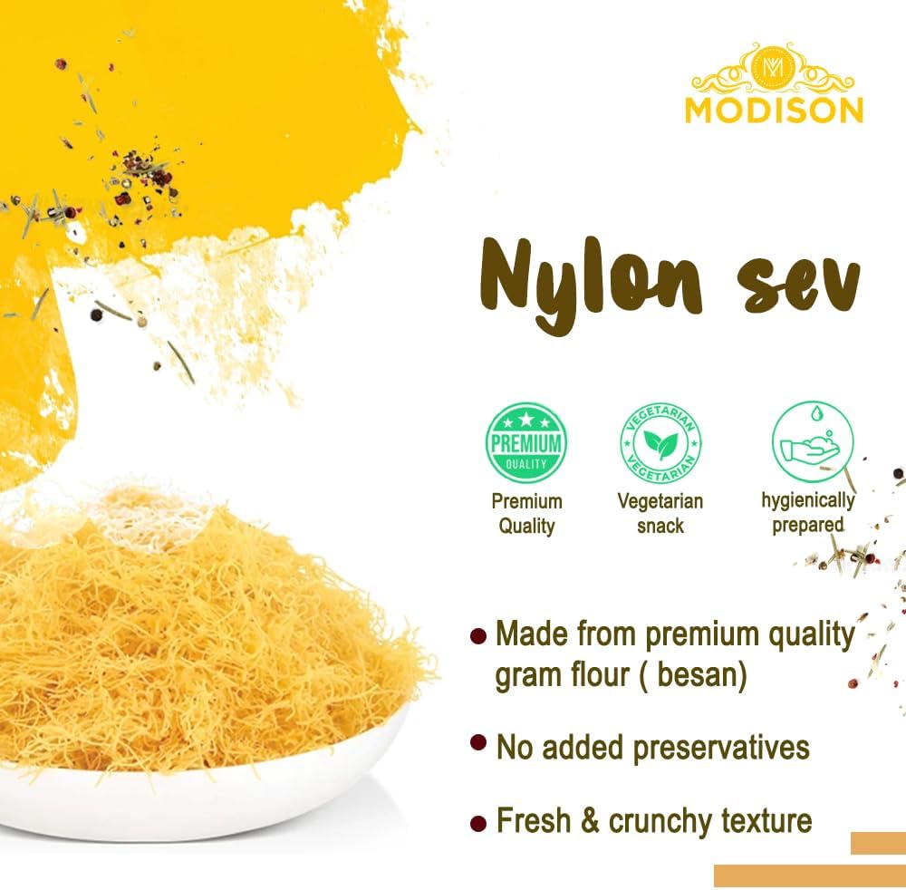 MODISON Nylon Sev Indian Snacks Crispy Gram Flour 180g