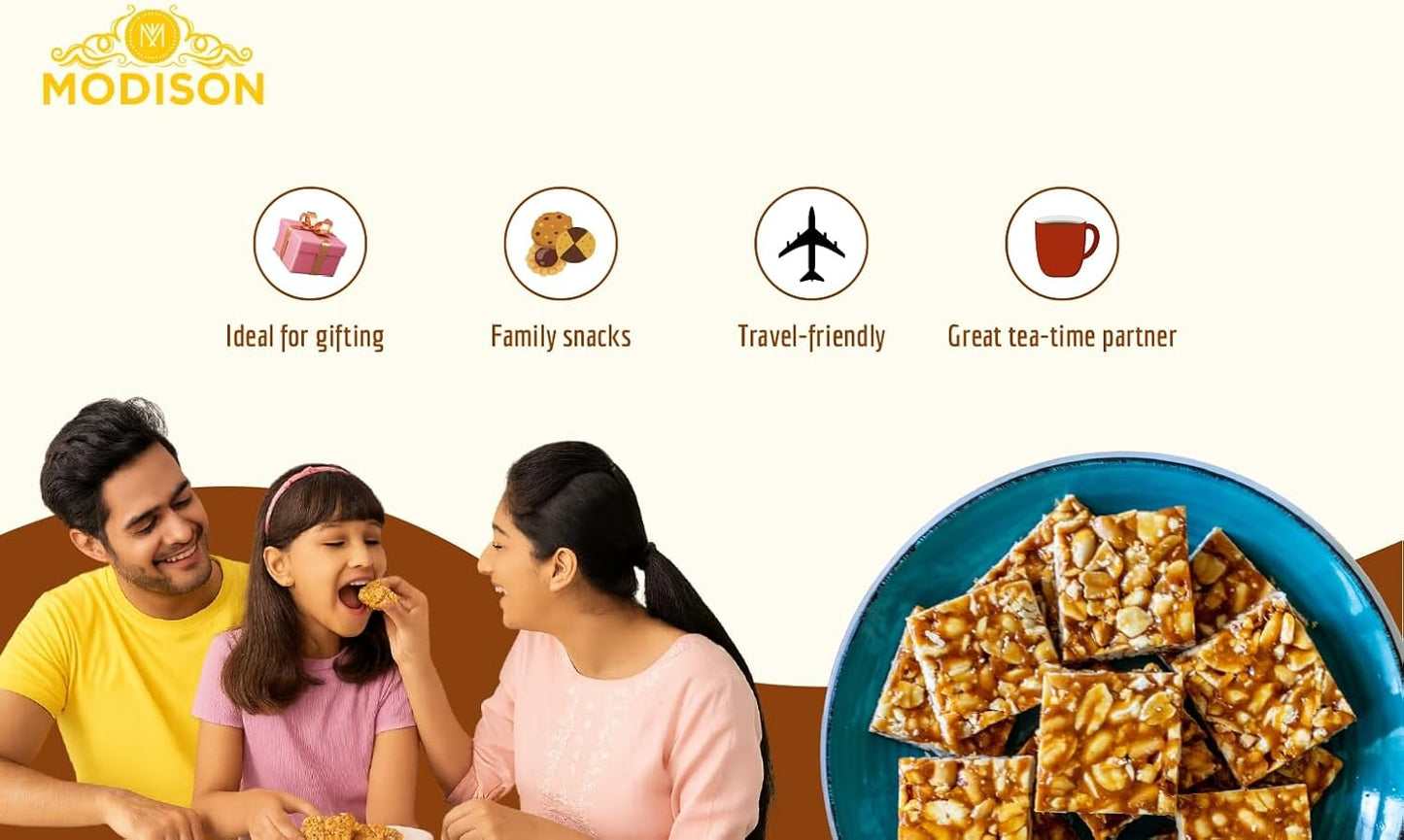 MODISON Peanut Chikki Indian Sweets Protein Brittle 180g