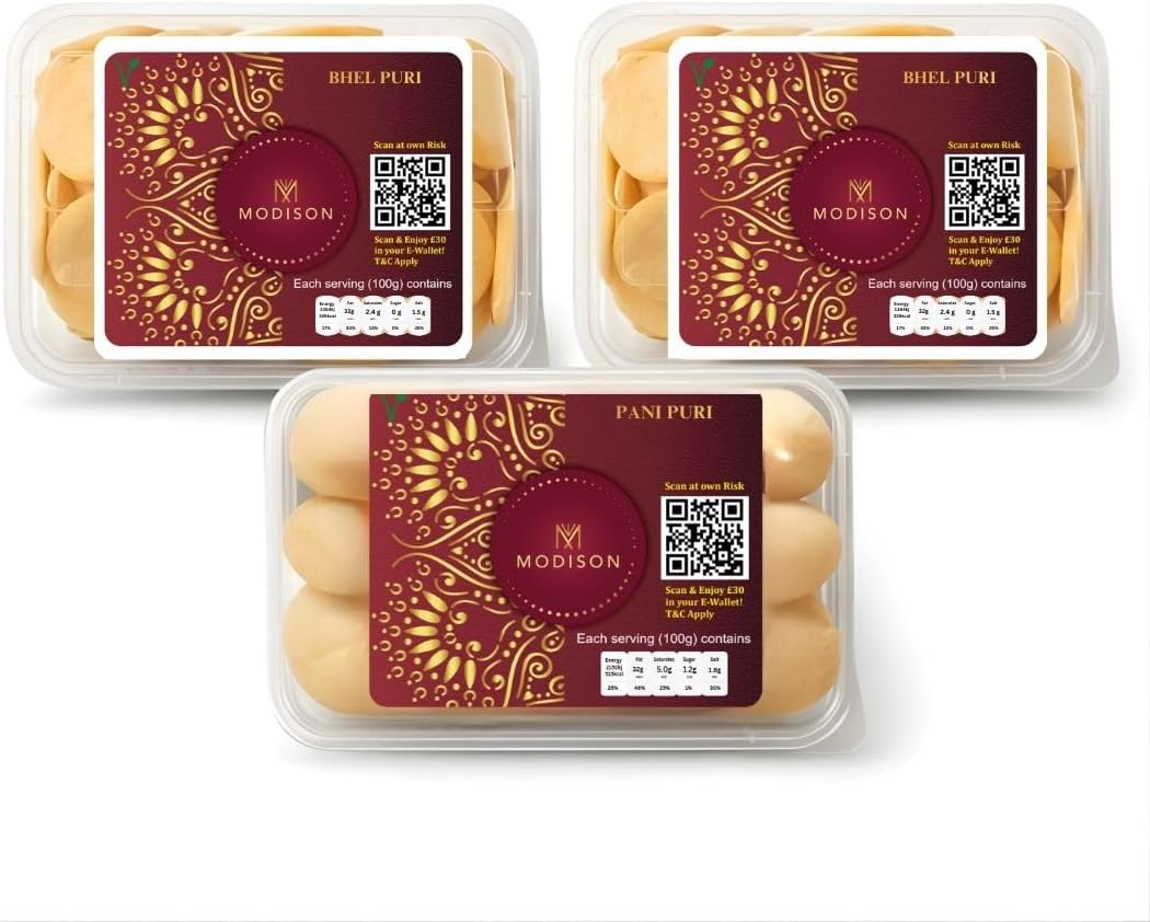 MODISON Pani Puri Bhel Puri Bundle Indian 180g Chaat Kit 3 Pack