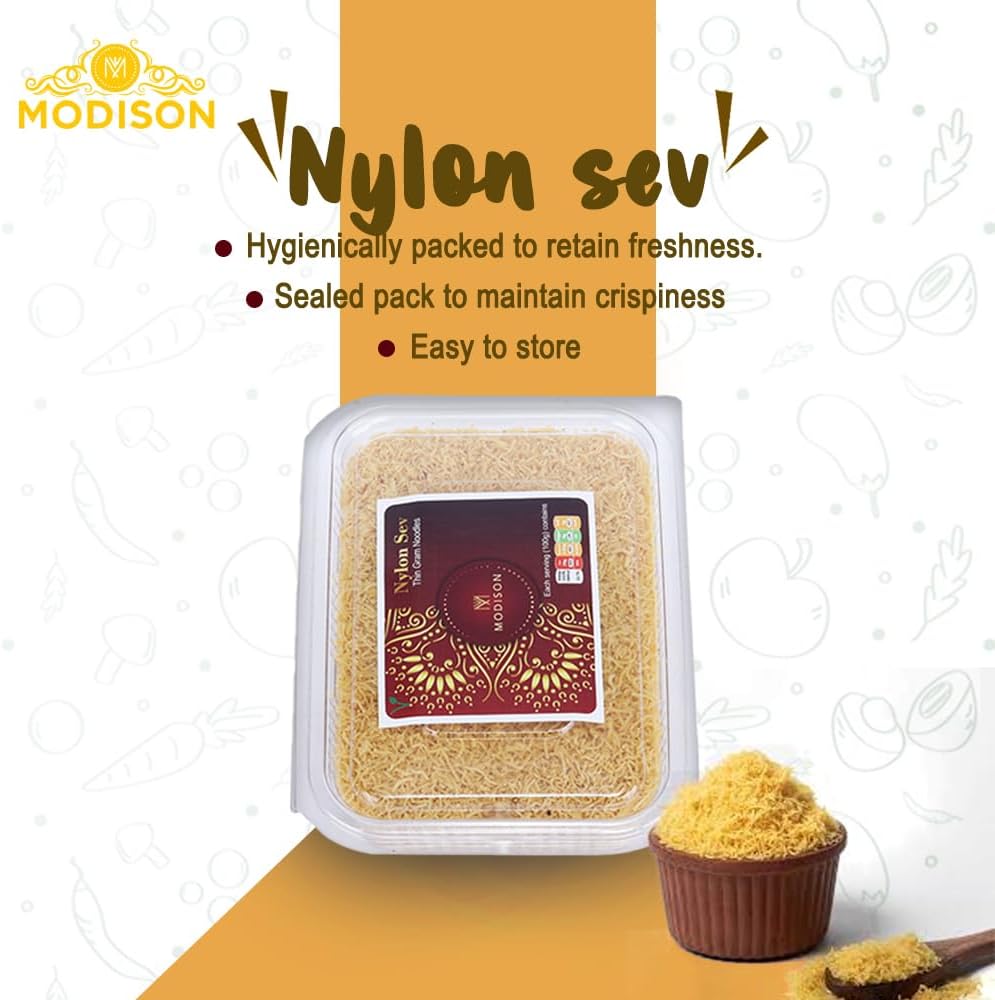MODISON Nylon Sev Indian Snacks Crispy Gram Flour 180g