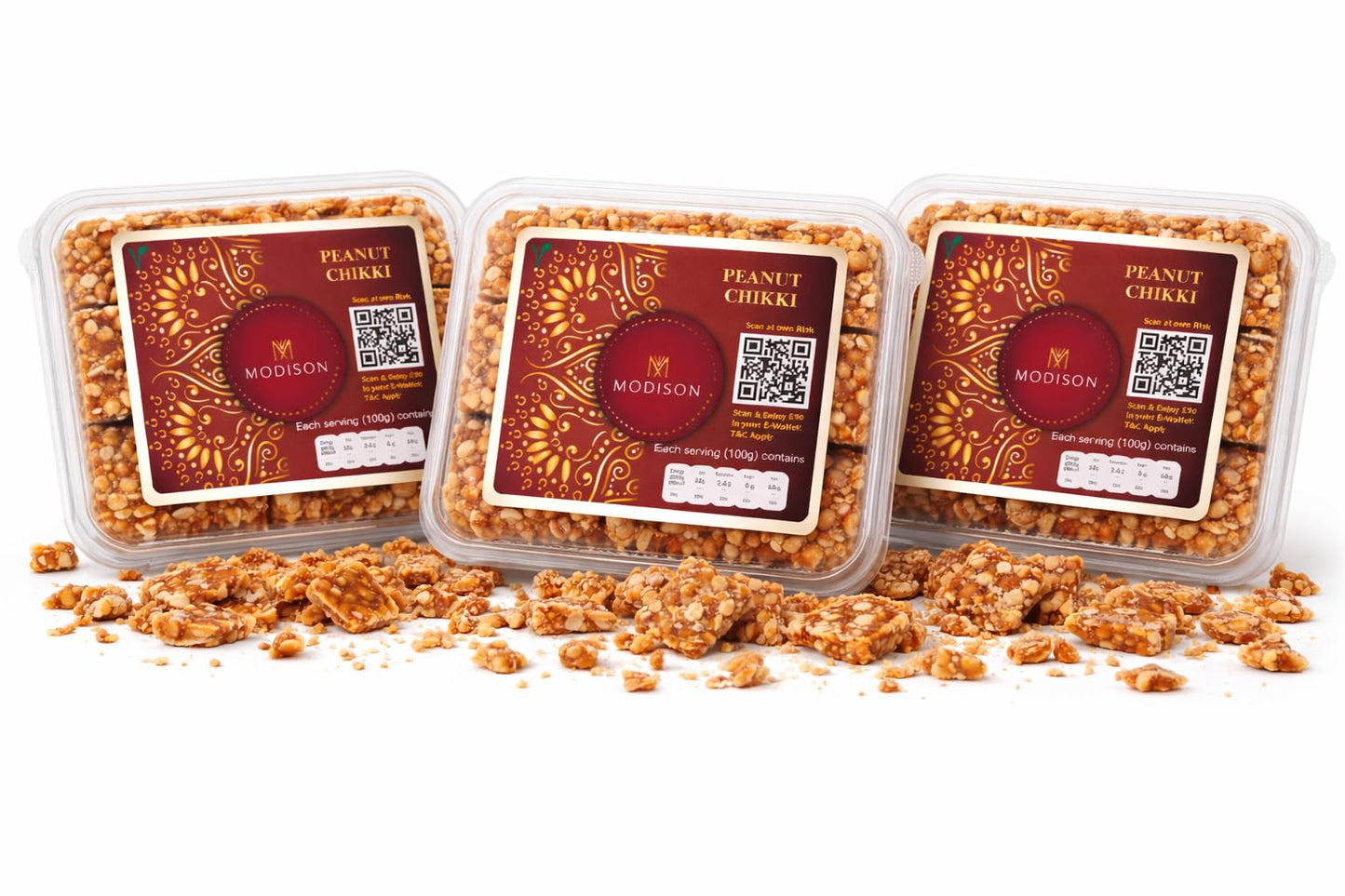 MODISON Peanut Chikki Indian Sweets Protein Brittle 180g