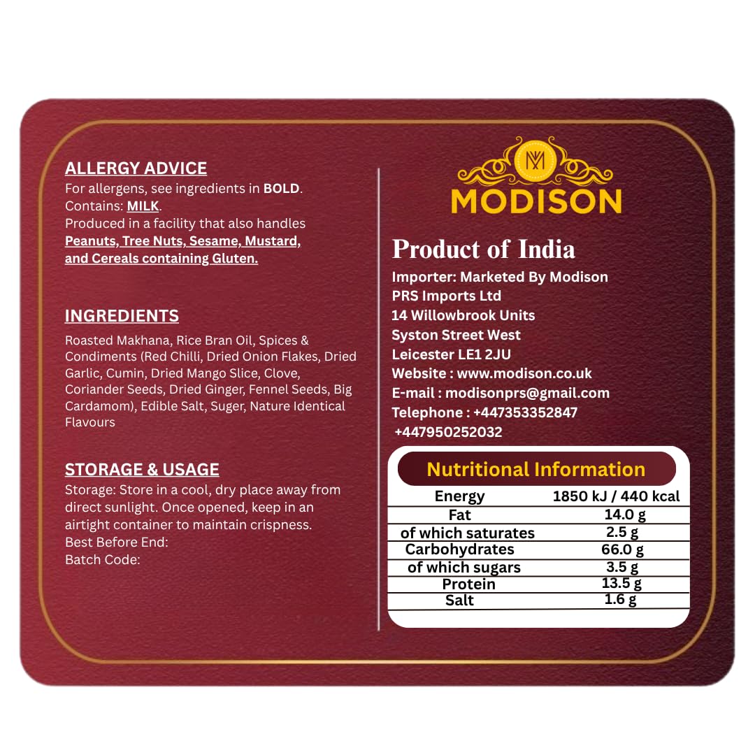 MODISON Roasted Makhana Healthy Snacks Himalayan Pink Salt Pepper 80g