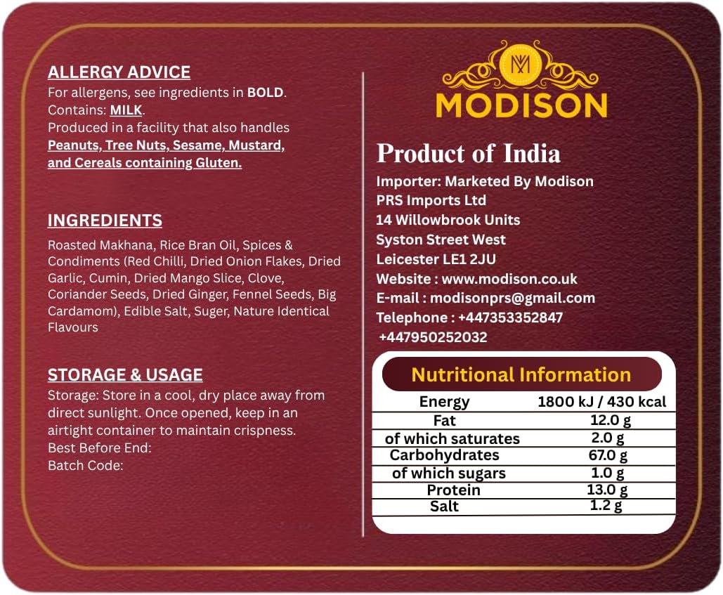 MODISON Roasted Makhana Healthy Snacks Himalayan Pink Salt Pepper 80g