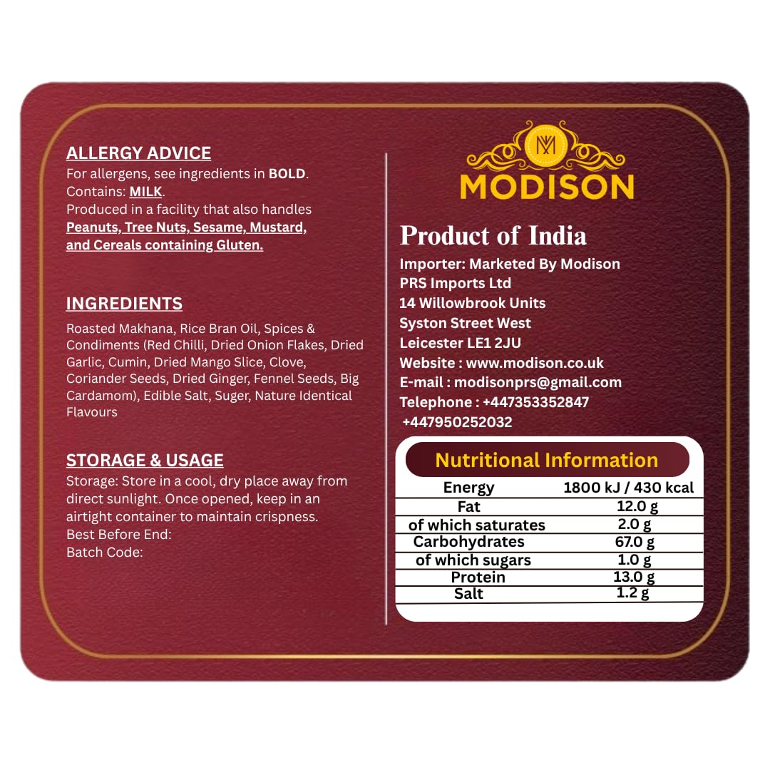 MODISON Roasted Makhana Healthy Snacks Himalayan Pink Salt Pepper 80g