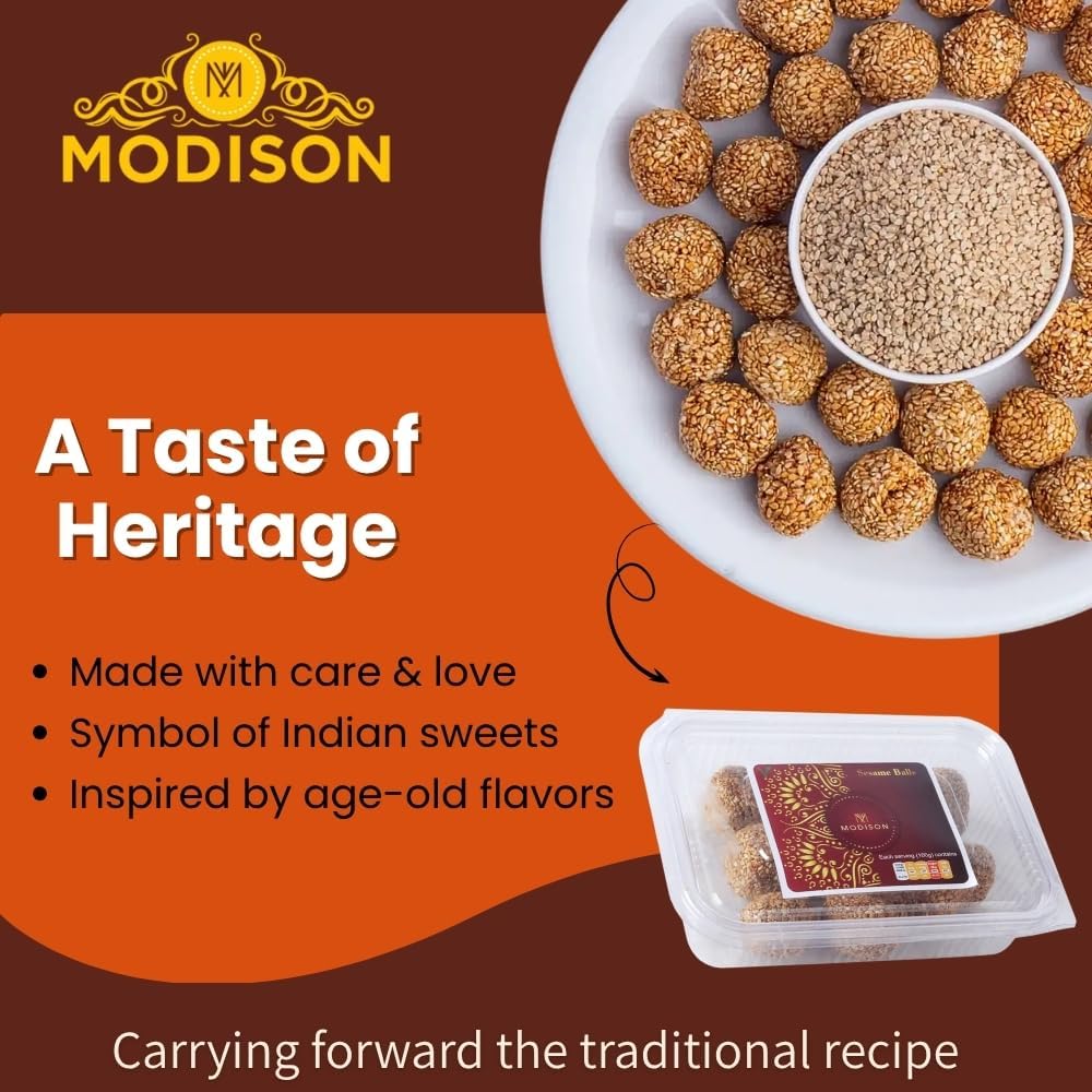 MODISON Til Laddu Indian Sweets Sesame Sweet Balls 180g