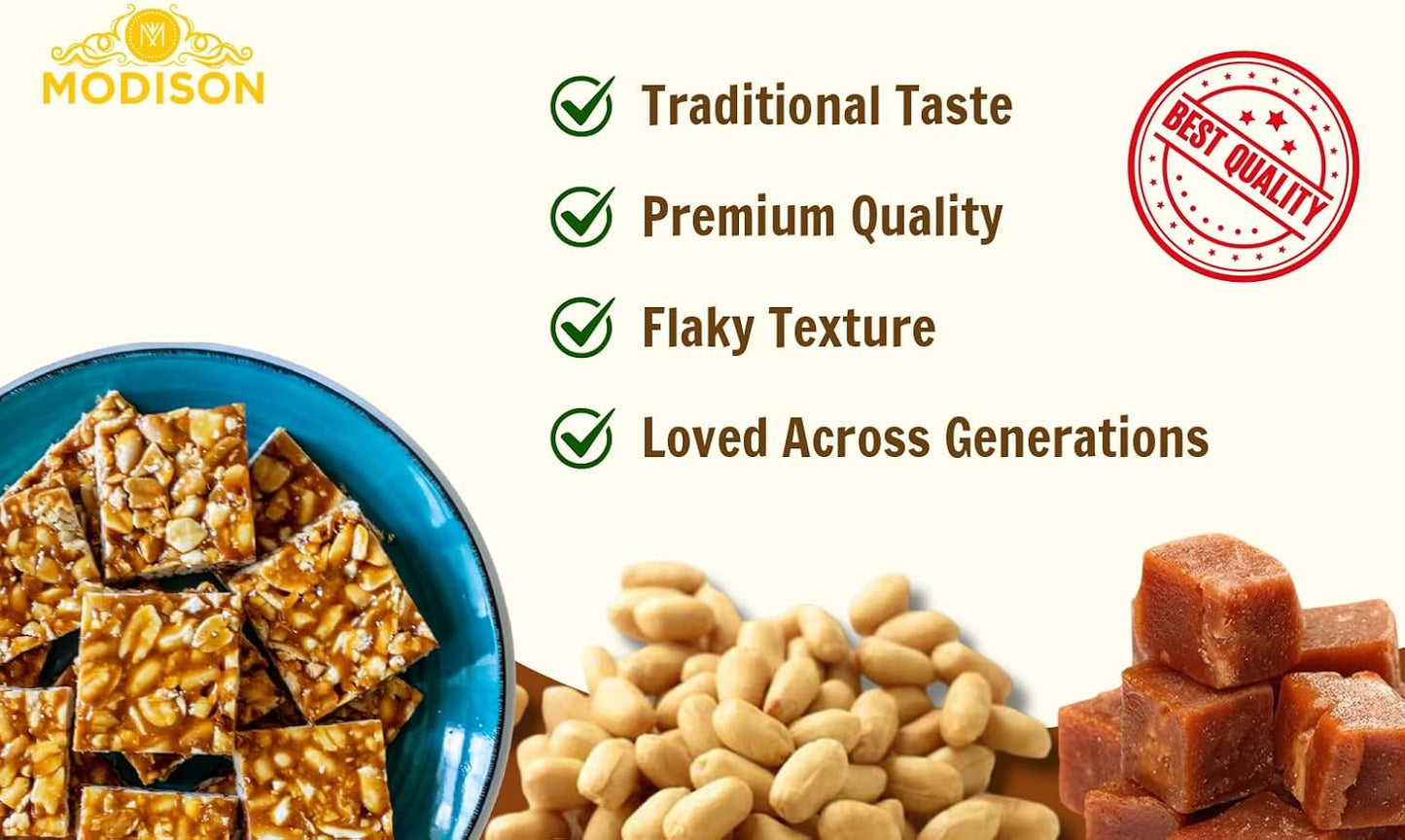 MODISON Peanut Chikki Indian Sweets Protein Brittle 180g