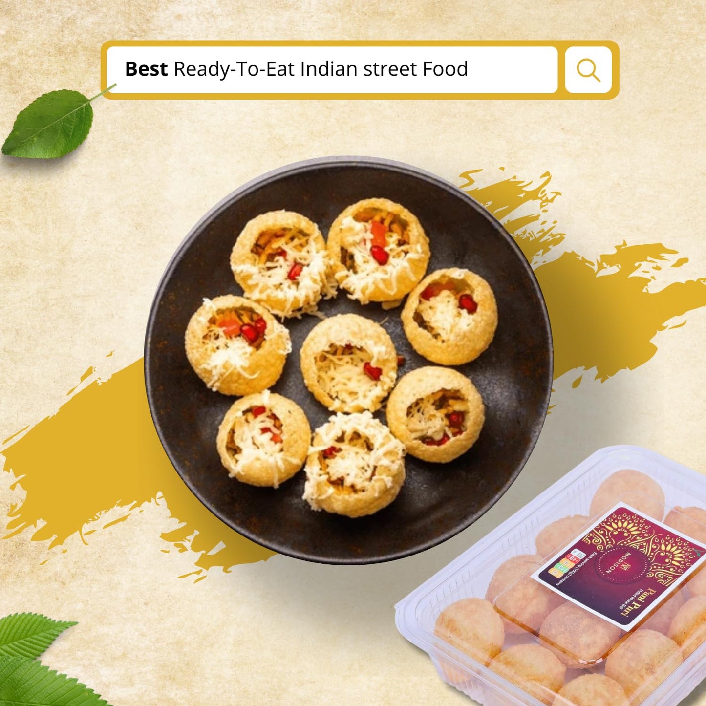MODISON Pani Puri Indian Snacks Crispy Golgappa Shells 40pc