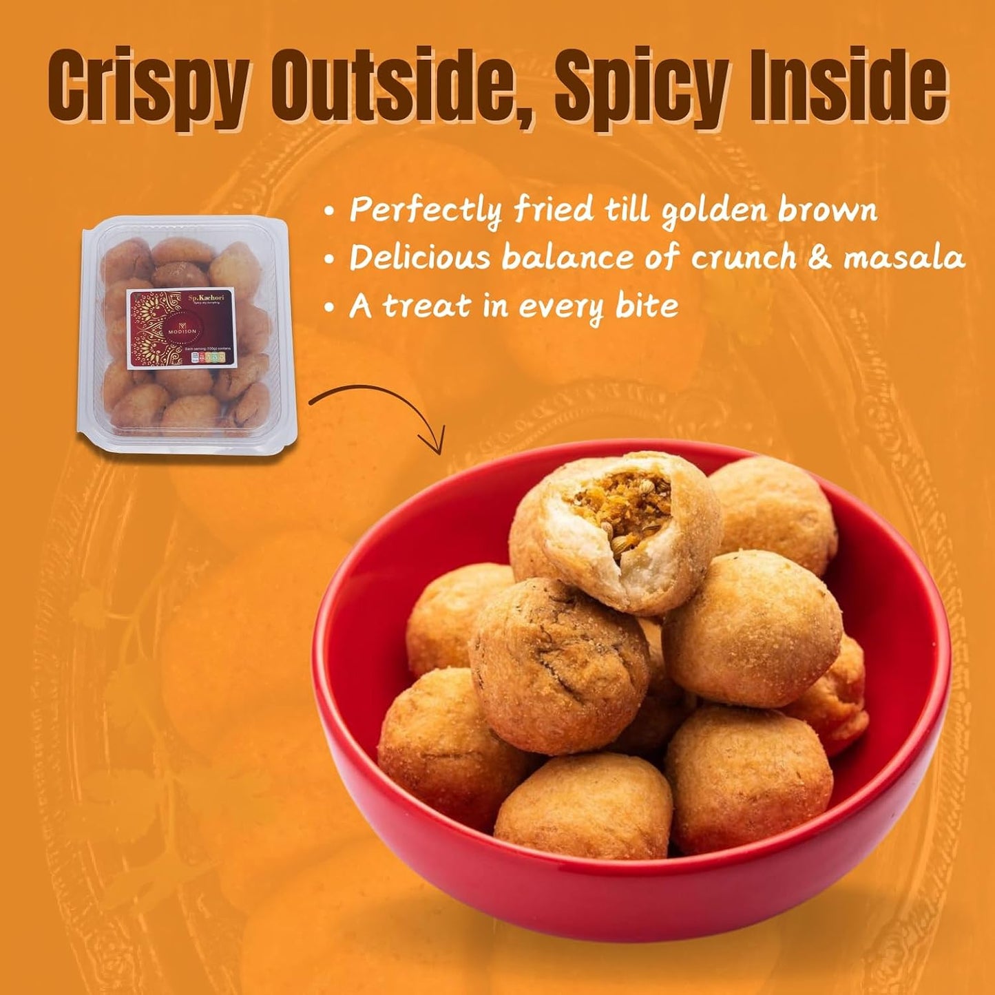 MODISON Dry Kachori Indian Snacks Crispy Spicy 180g