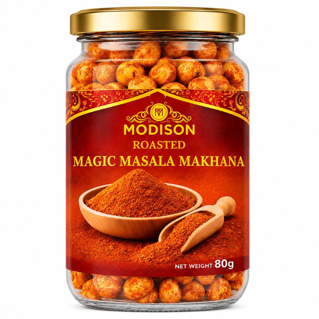 MODISON Roasted Makhana Healthy Snacks Himalayan Pink Salt Pepper 80g
