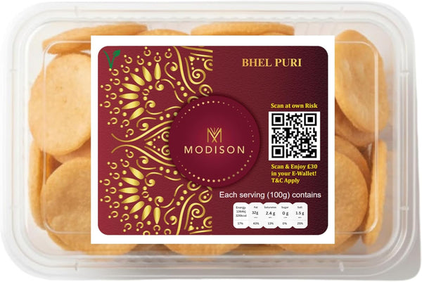 MODISON Bhel Puri Indian Snacks Crunchy Wheat Crackers 180g