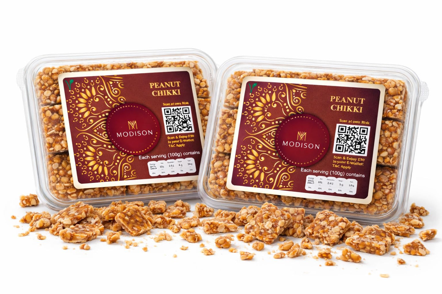 MODISON Peanut Chikki Indian Sweets Protein Brittle 180g
