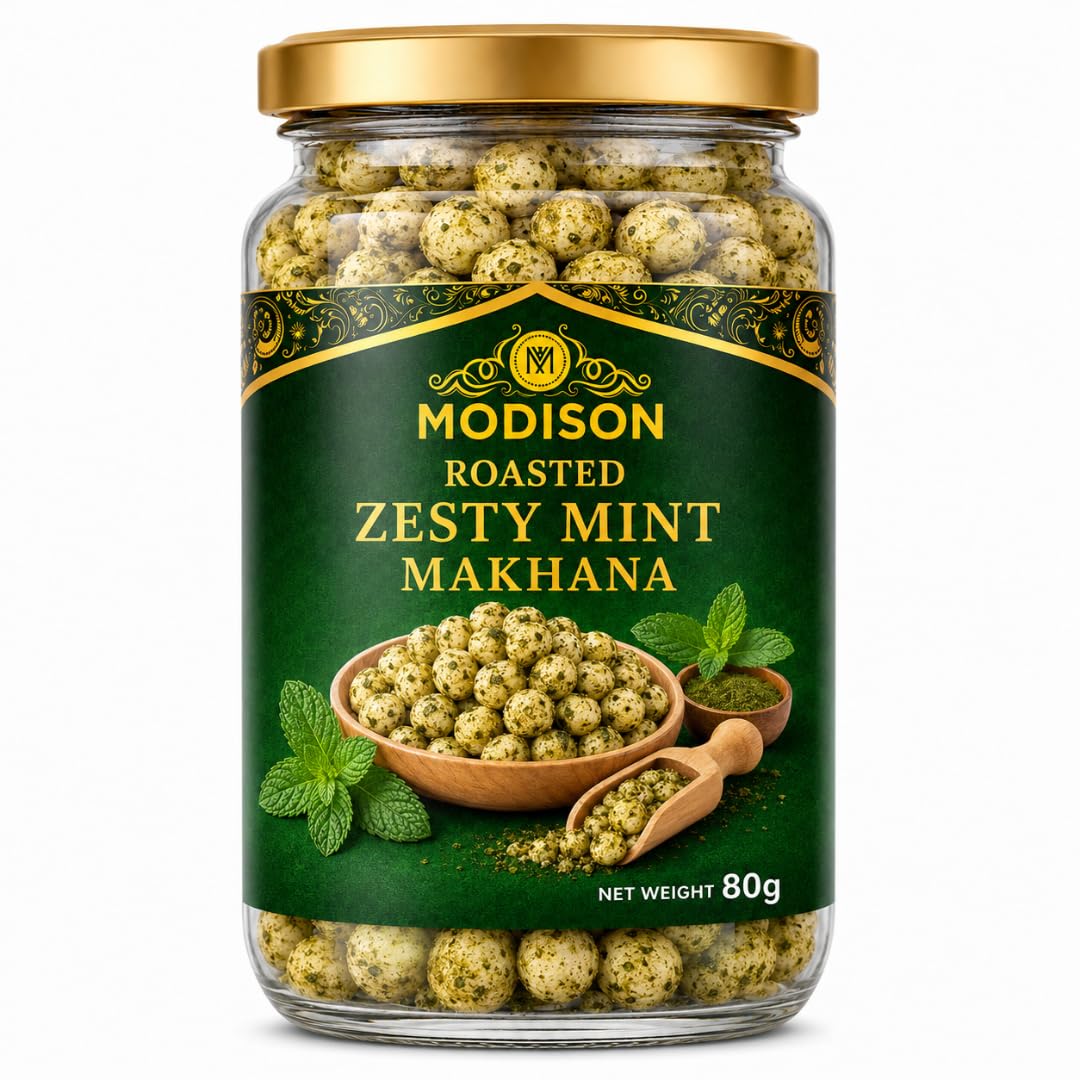 MODISON Roasted Makhana Healthy Snacks Himalayan Pink Salt Pepper 80g
