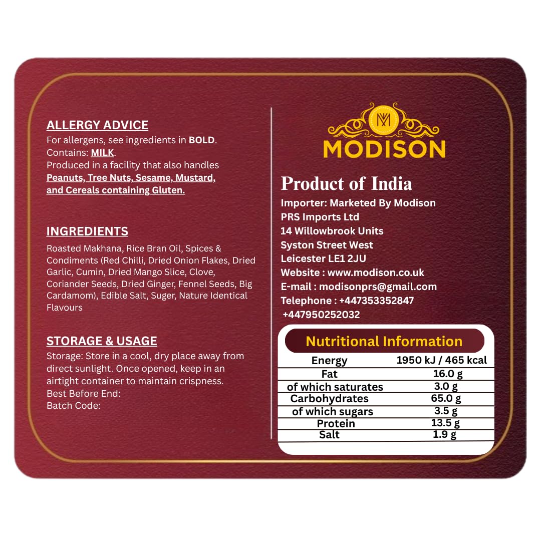 MODISON Roasted Makhana Healthy Snacks Himalayan Pink Salt Pepper 80g
