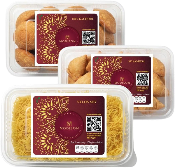 MODISON Namkeen Combo Indian Snacks 540g Party Mix 3 Pack