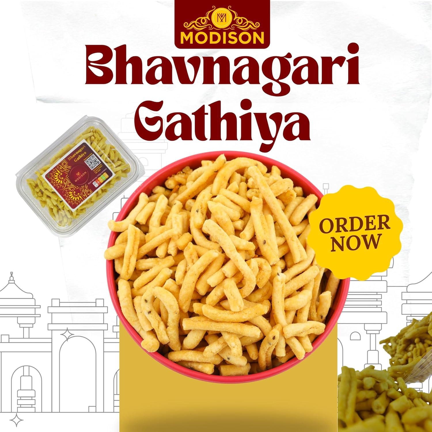 MODISON Bhavnagari Gathiya Indian Snacks Crispy Gujarati 180g