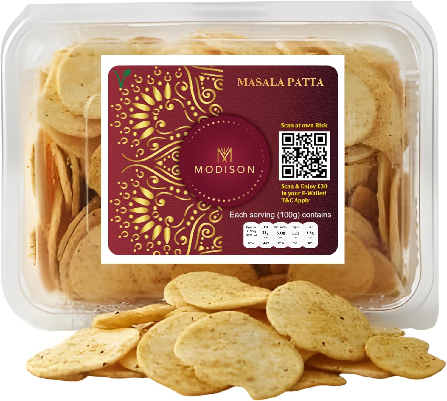 MODISON Masala Patta Potato Wafers Indian Snacks Crispy 180g