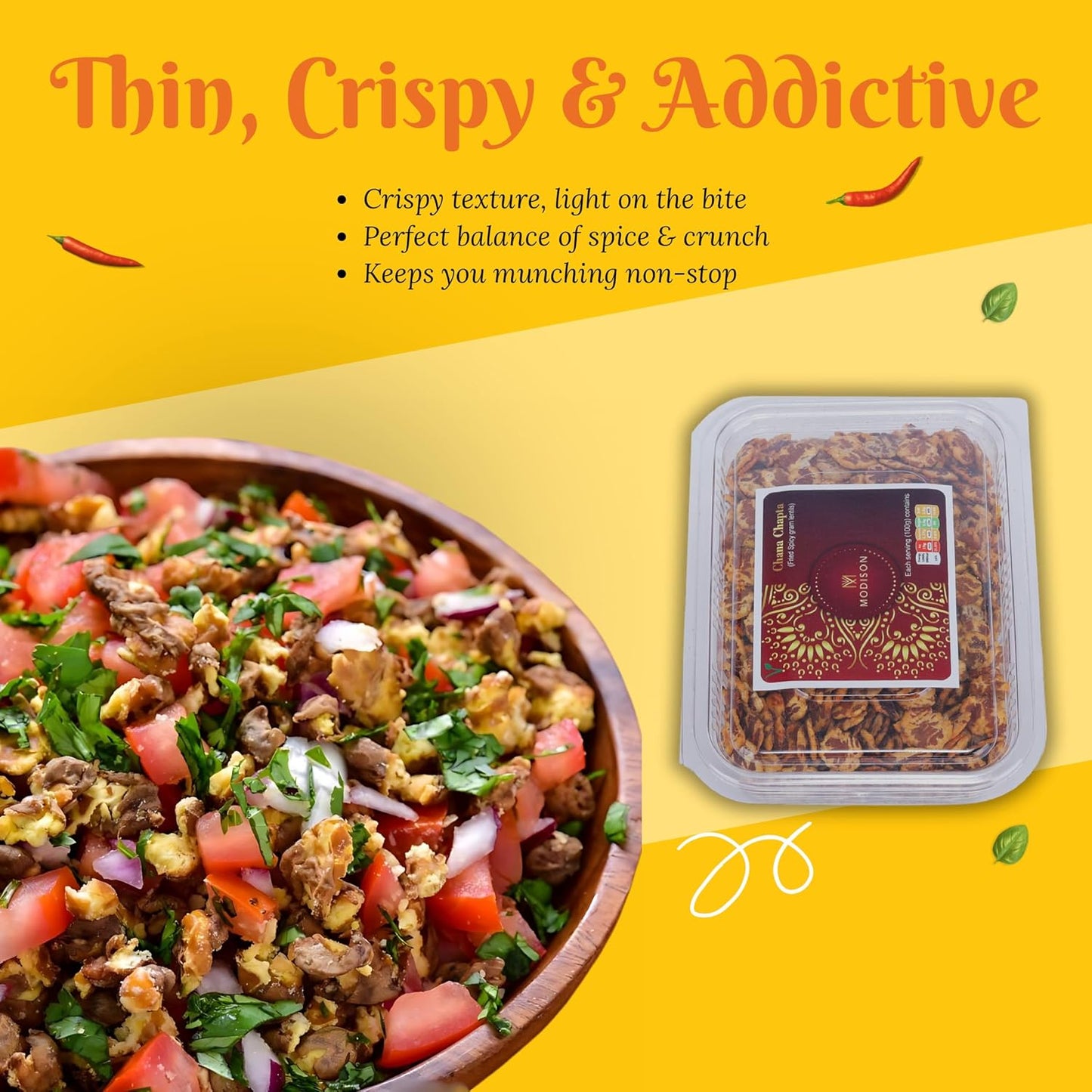 MODISON Chana Chapta Healthy Snacks Spicy Chickpeas 180g
