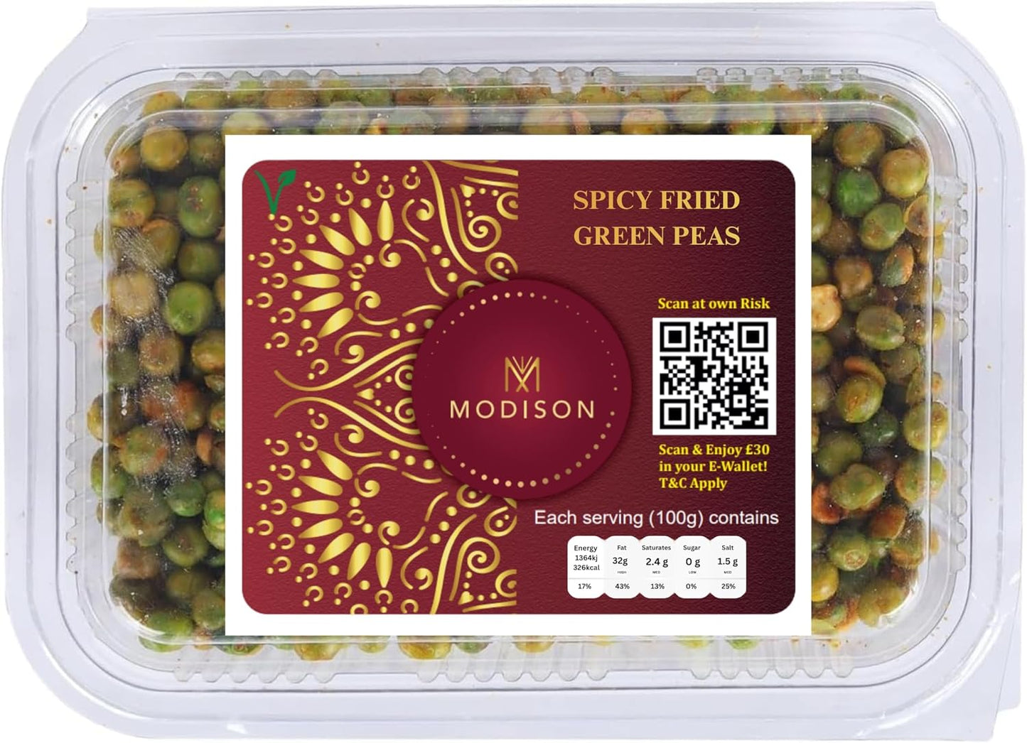 MODISON Spicy Fried Green Peas Healthy Snacks Crispy 180g