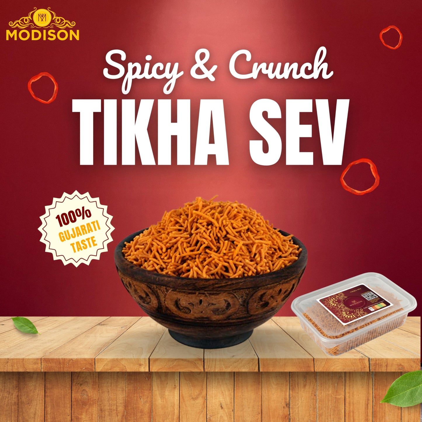 MODISON Tikhi Sev Indian Snacks Spicy Gujarati Namkeen 180g